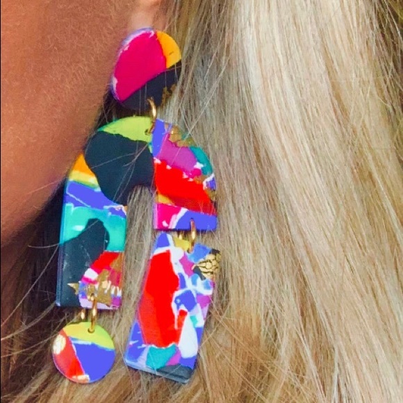 Colorful Abstract Earrings - Picture 2 of 4